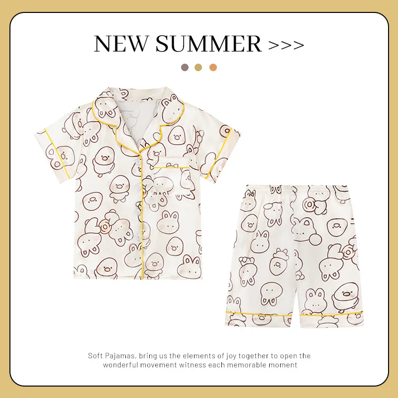 Пижама для девочек летние шорты из вискозы с коротким рукавом тонкая домашняя