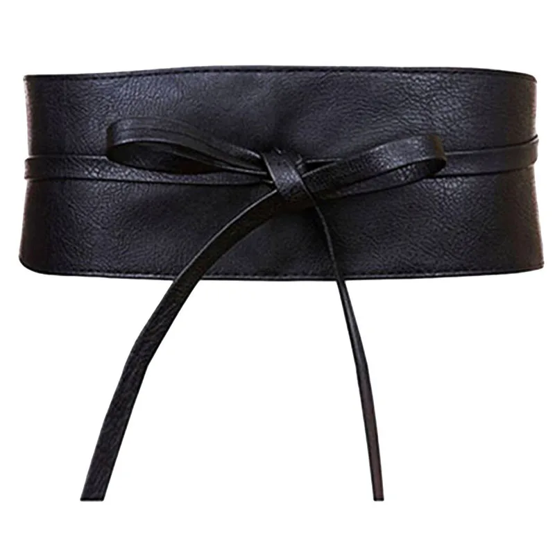 Женский ремень с бантом черный Оби |