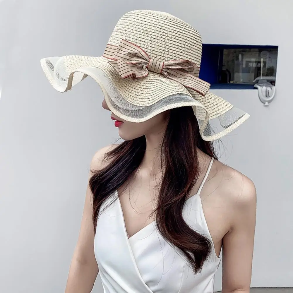 

Шляпа женская Соломенная с широкими полями, воздухопроницаемая пляжная Панама, стирающаяся, дружественная для кожи, лето
