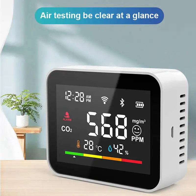 

Датчик качества воздуха Tuya Wifi, датчик температуры и влажности CO2, Умный домашний датчик качества воздуха, детектор сигнализации