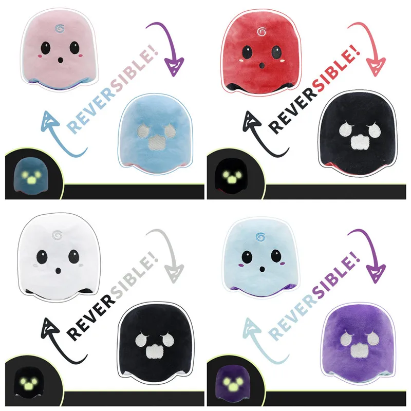 1pc Stuffed Reversible Flip Ghost Doll Plush Toy Luminous Double-sided Soft Pillow For Home Decoration Kawaii Halloween Toys - купить по