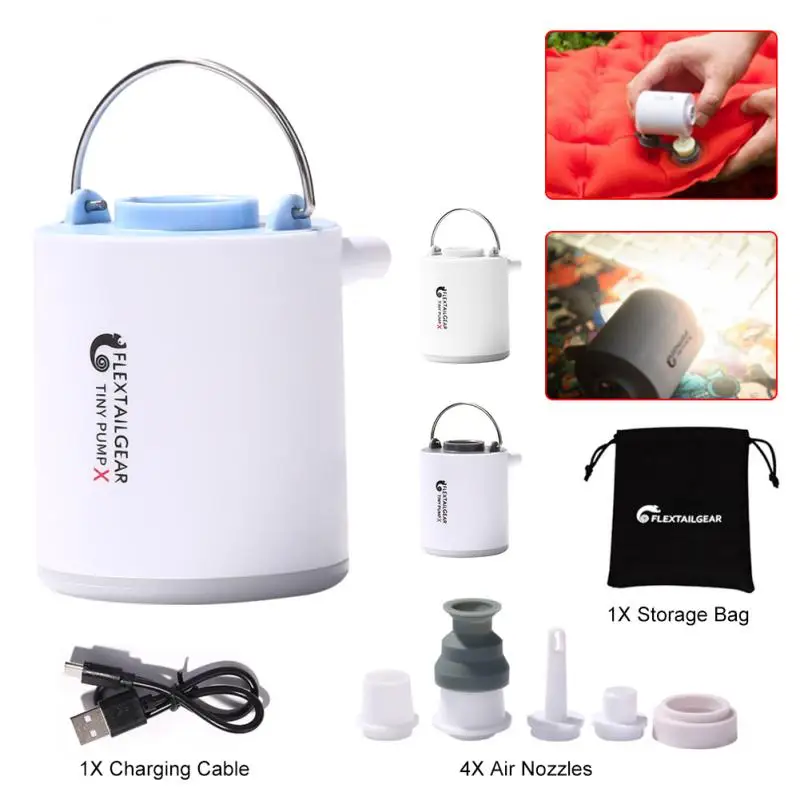 

Portable Electric Inflatable Pump USB Charging Camp Light Camping Equip Quick Inflate Deflate With 5 Air Nozzles Outdoor Tools