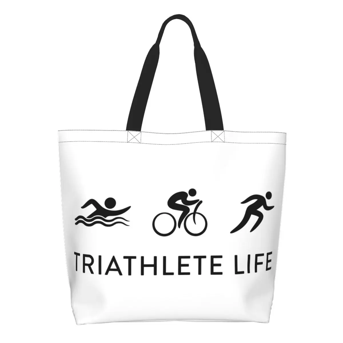 

Сумка для покупок Kawaii с принтом Triathlete Life, моющаяся Холщовая Сумка для покупок, сумка для триатлона через плечо