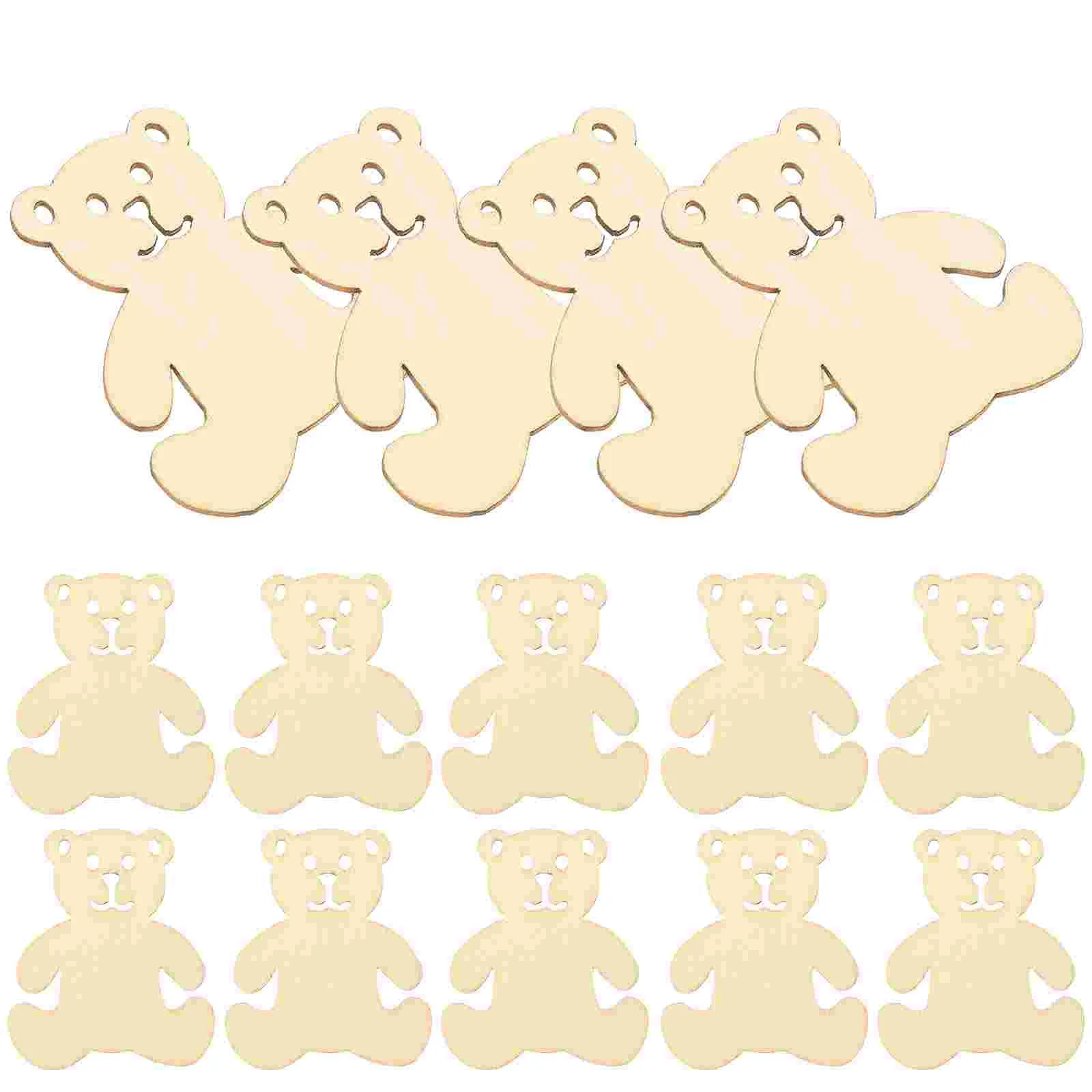 

40Pcs Unfinished Wood Pieces Bear Shape Wooden Chips Wooden Cutouts Slices Embellishments for DIY Crafts Painting Scrapbooking