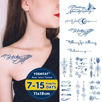 semi permanent waterproof temporary tattoo stickers whale ocean text juice lasting ink 7 15 days genipin herbal fake arm tatoo