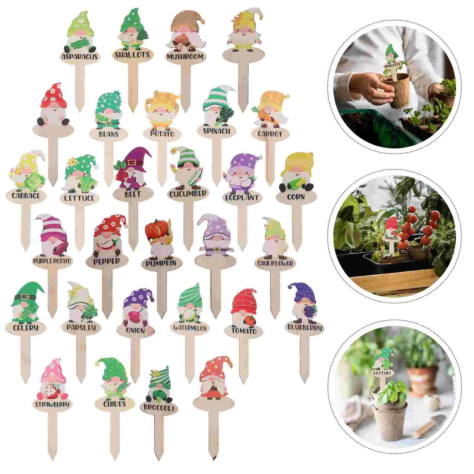 

30 Pcs Potted Plant Decor Wooden Tags Outdoor Christmas Decorations Garden Label Stakes Markers Dwarf Shape Labels Plants