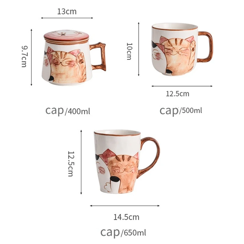 

New High-capacity Mugs Handmade Cute Drawing Ceramic Flower Tea Cups Coffee Cup Milk Cup Creative Milk Tea Cups