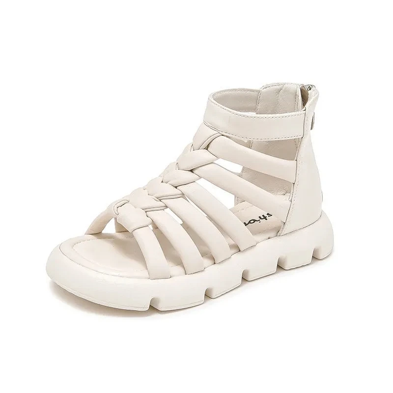 

Детские Классические сандалии с открытым носком, корейские сандалии в римском стиле на молнии, модная повседневная обувь с переплетением н...