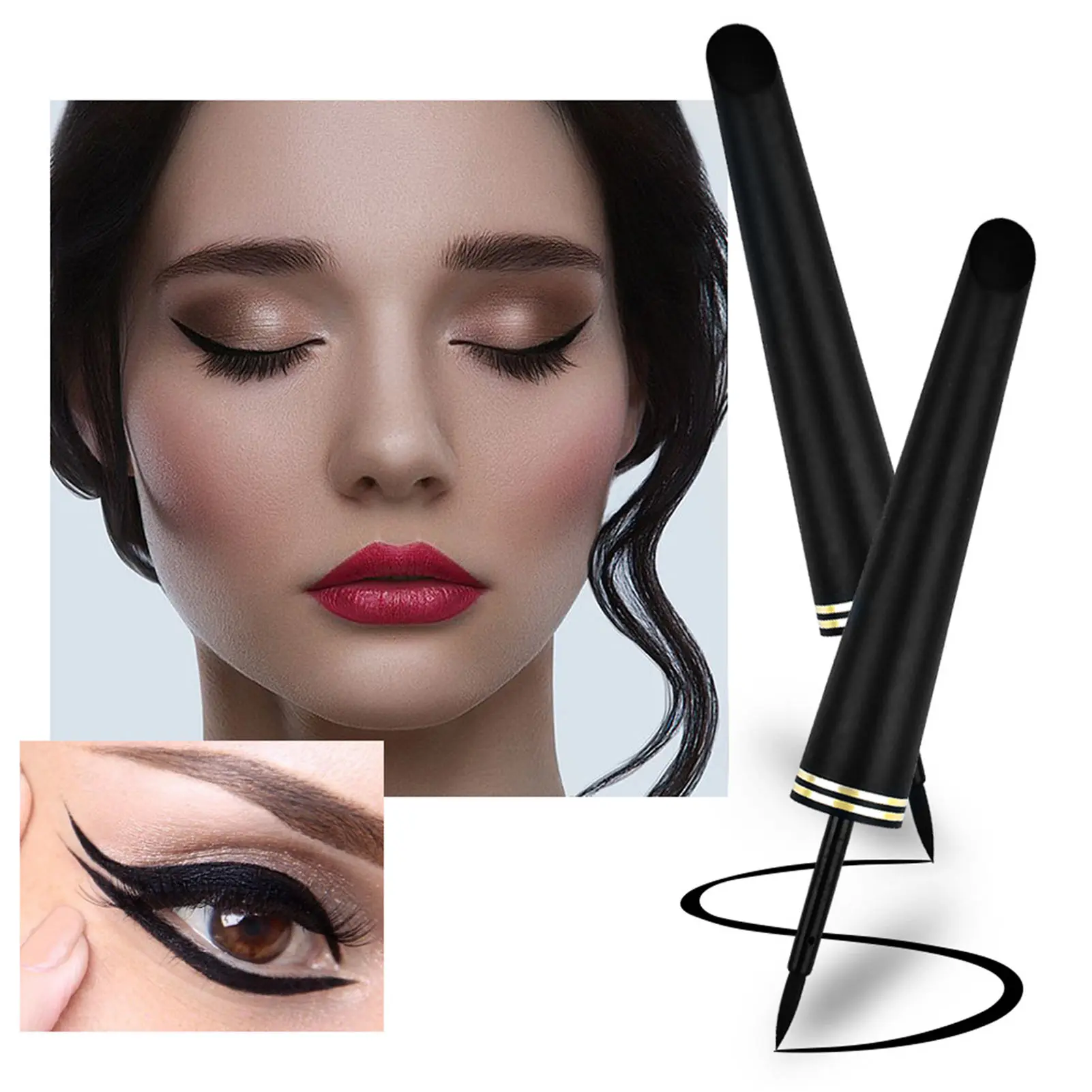 

1pcs Black Liquid Eyeliner Pencil Fast-dry Smooth Eye Liner Pen Smudge-proof Eyeliners Eyelid Enhancer Brush Eyes 2022 New