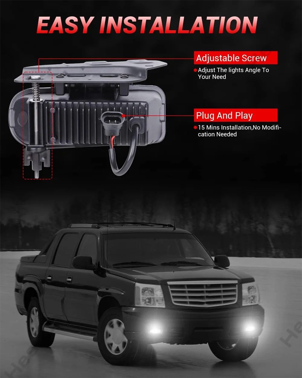 Фото Светодиодные противотуманные фары для Cadillac Escalade 2002-2006 Escalade EXT 2003-2006 Escalade ESV Светодиодные противотуманные фары в сборе, бампер, дальняя фара №3