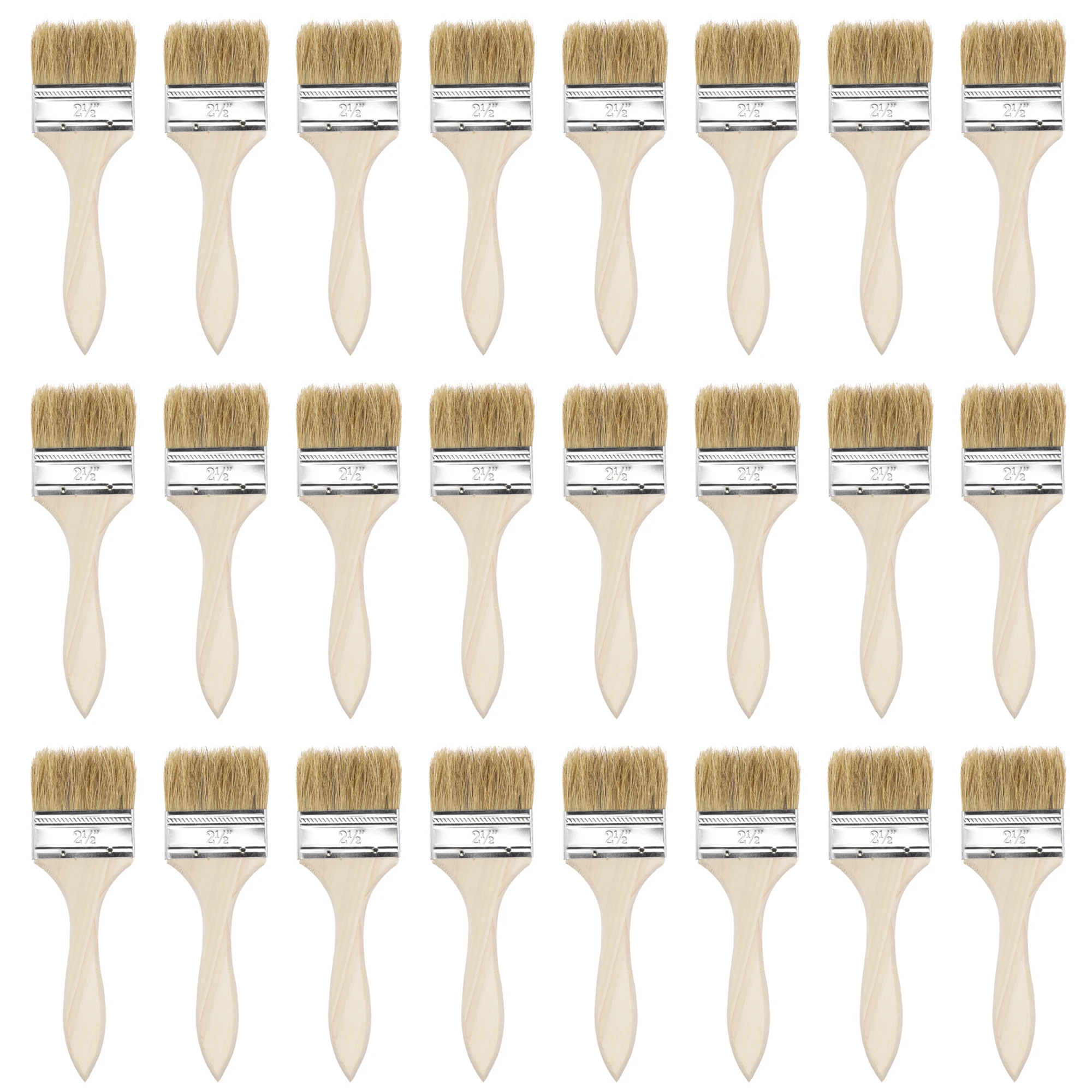 

Uxcell 24Pcs 2.5 Inch Paint Brush Natural Bristle Flat Edge with Wood Handle Wall Treatment Tool for Paint, Varnishes, Glues
