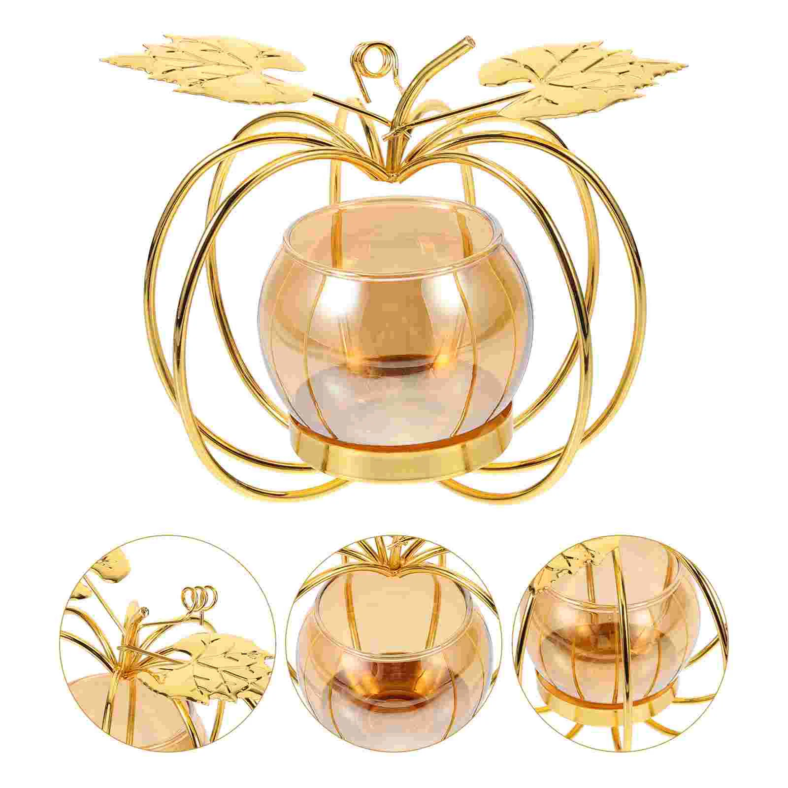 

Decor Holders Candles Pumpkin Candlestick Home Glass Tea Light Small Thanksgiving Ornaments Stands