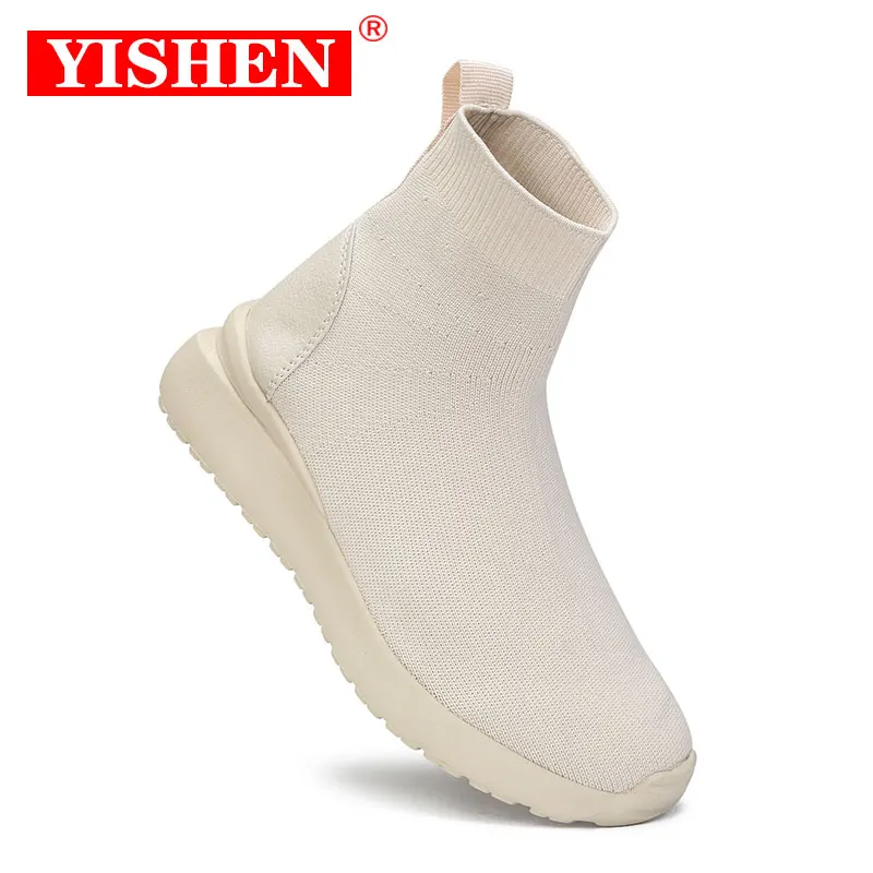 

YISHEN Women Boots Socks Shoes Walking Casual Shoes For Girls Breathable Cozy Elastic Platform Ankle Boots Winter Femmes Bottes