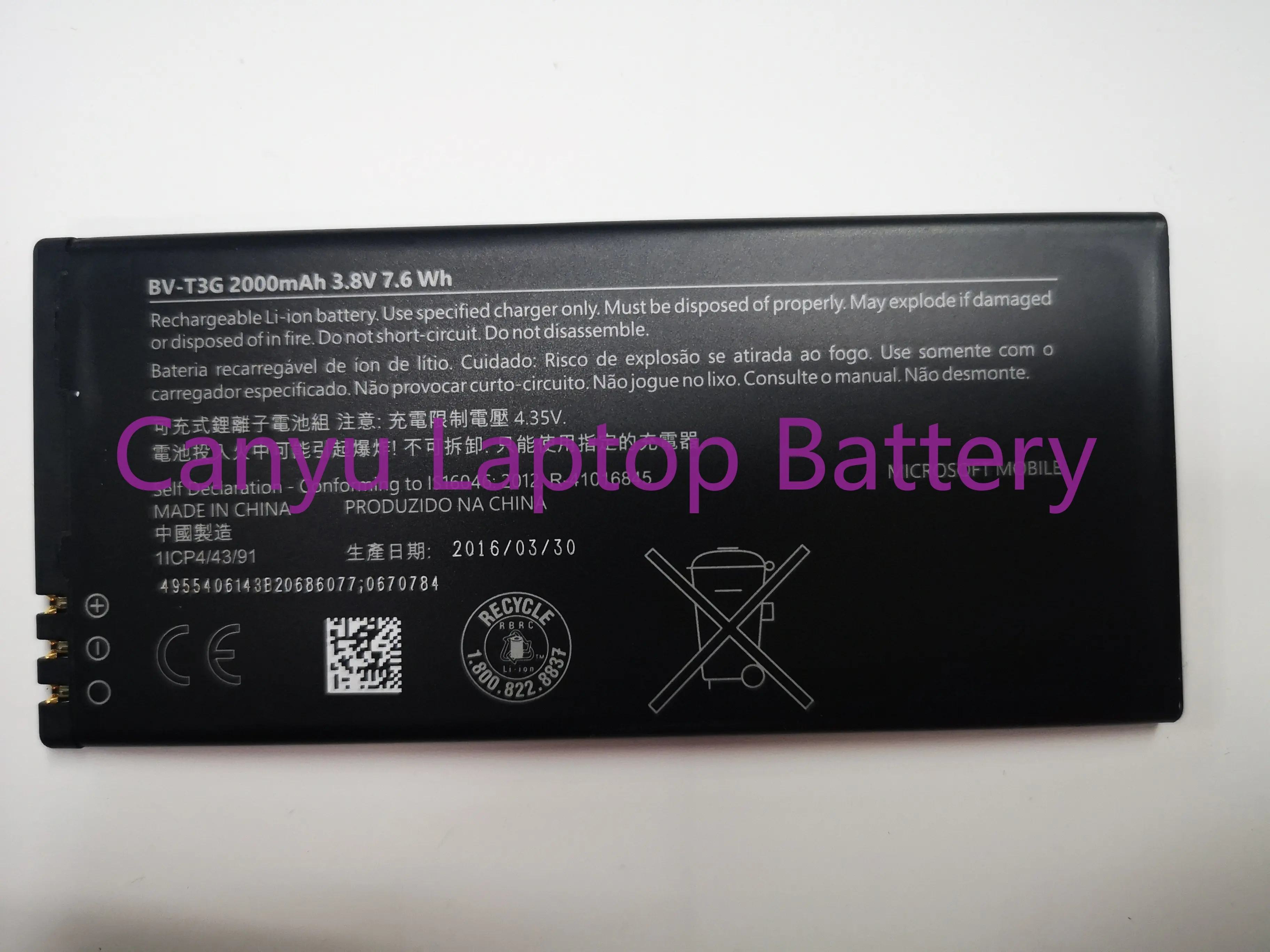 

Phone Battery BV-T3G BV-T4B BV-T5E For Microsoft For Nokia Lumia 650 RM-1154 T3G T4B 640XL RM-1096 T5E 950 RM-1106 Batter