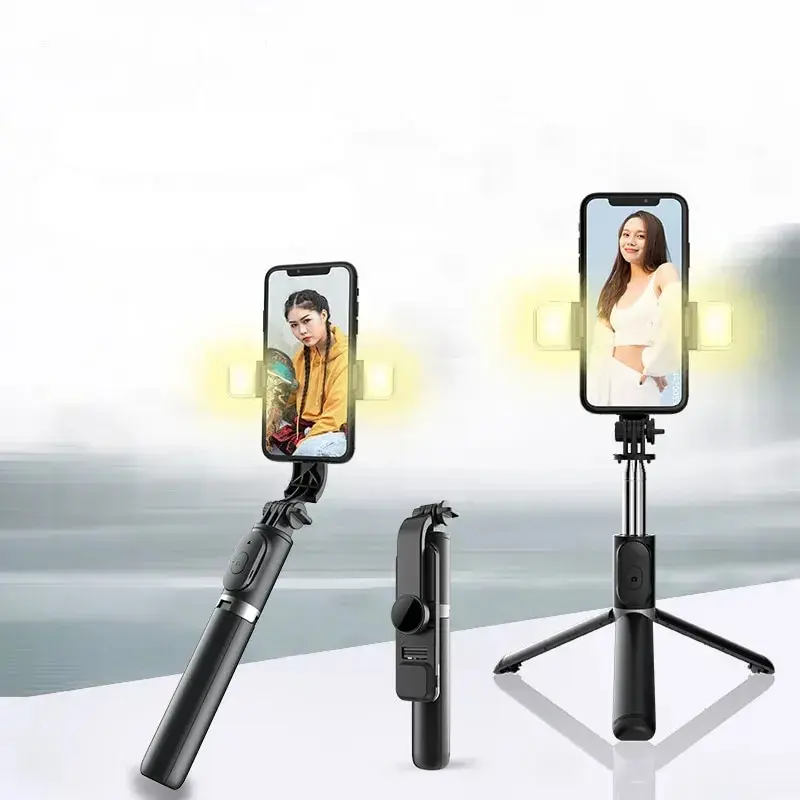 

sease NEW Wireless bluetooth selfie stick tripod with fill light shutter remote control for IOS Android smart phone