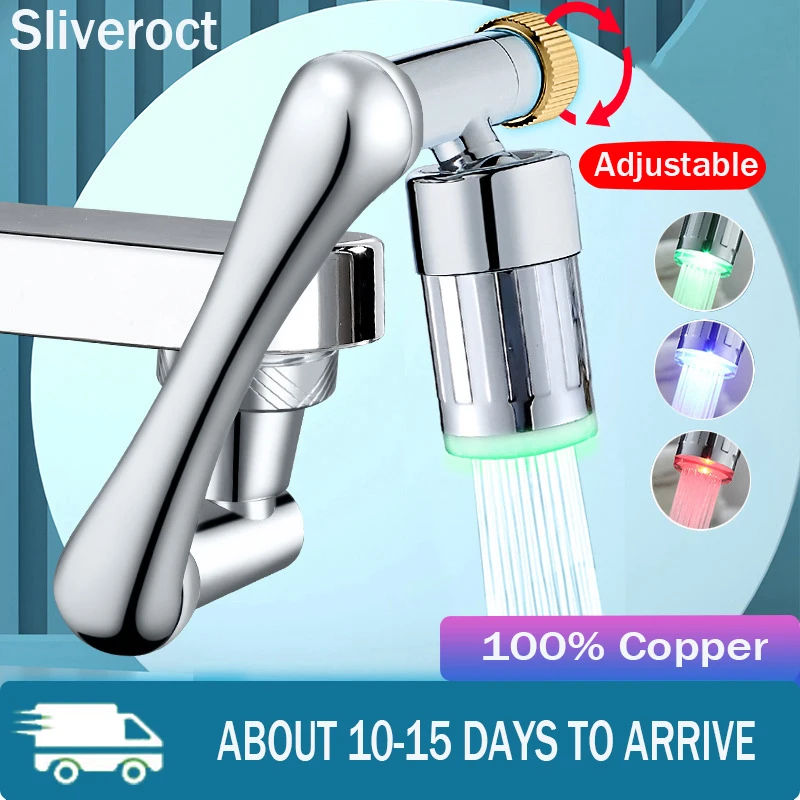 Led Temperature Sensitive 3-color Light-up Bathroom Frother Nozzle For Faucet Water Saving Tap Adapter