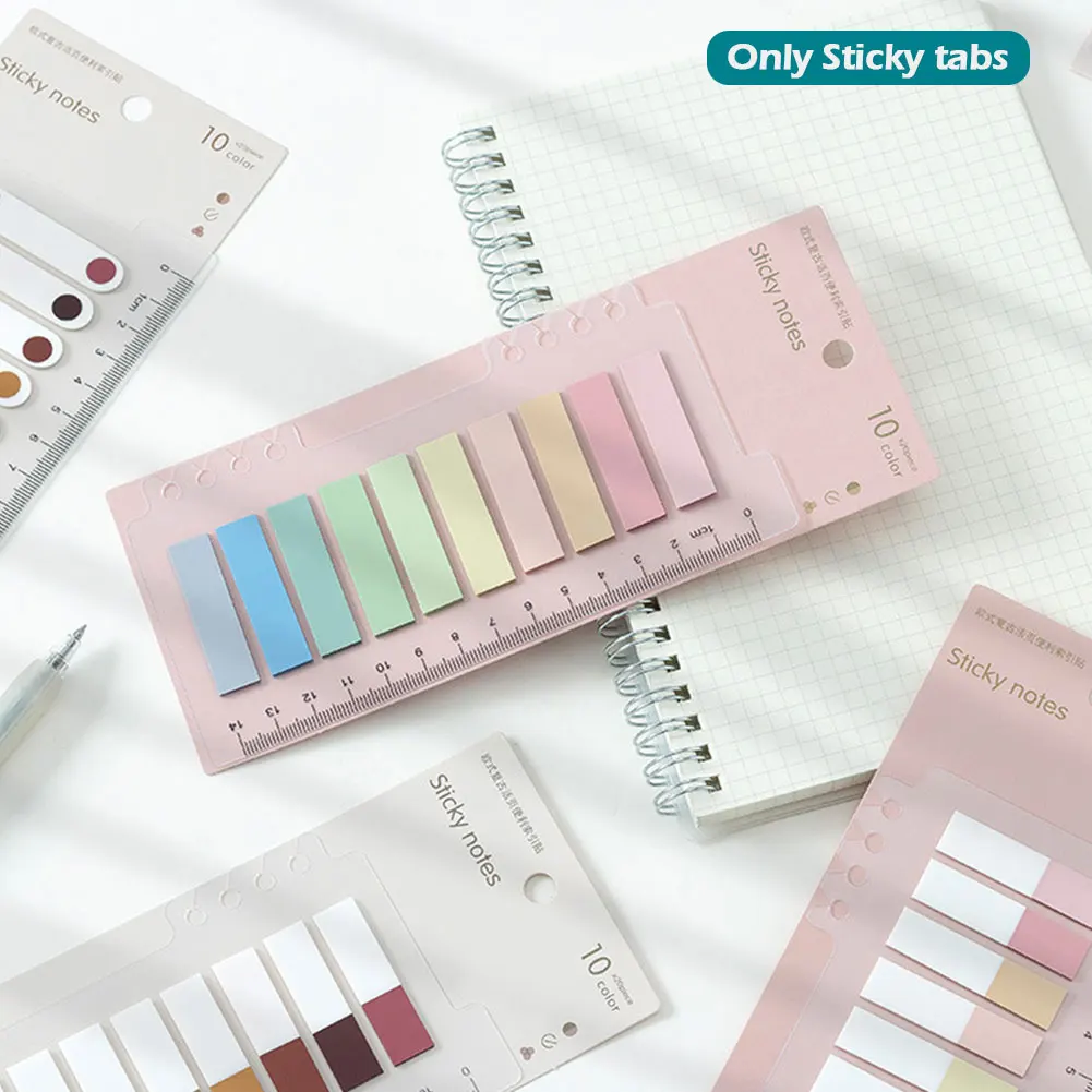 

1200pcs Repositionable Student Office Reading Writable Morandi Index Note Labels With Ruler 60 Colors Annotating Book Sticky Tab