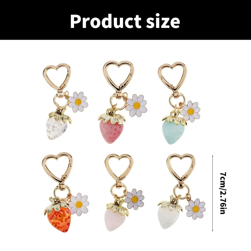 Модная сумка с цветком клубники очаровательное портативное украшение для ключей