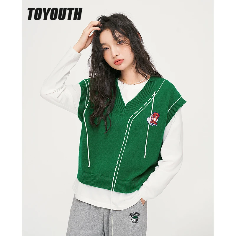 

Женский вязаный жилет без рукавов, с V-образным вырезом