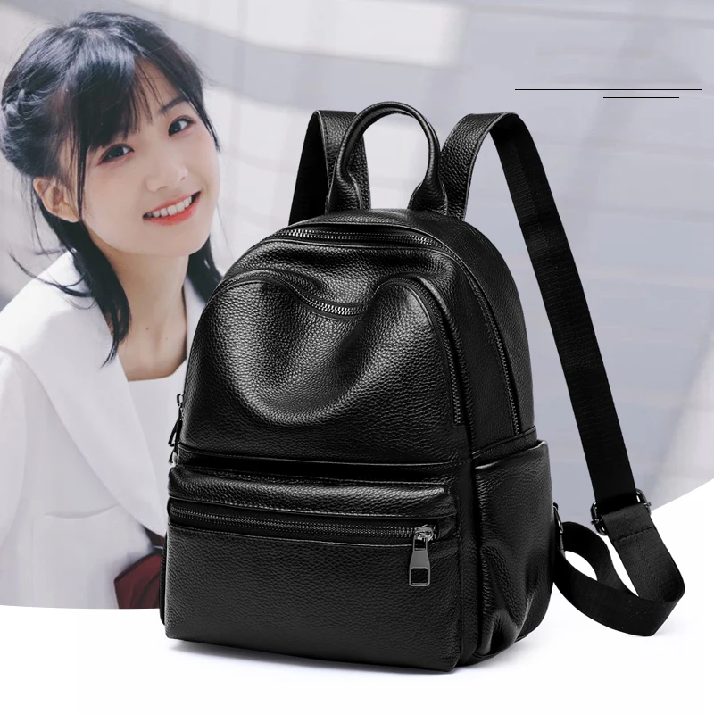

Simple Girls Bookpack Chic Women Shcool Bags Genuine Leather Shoulder Bag Fashion Luxury Backpack Casual Female Travel Backpacks