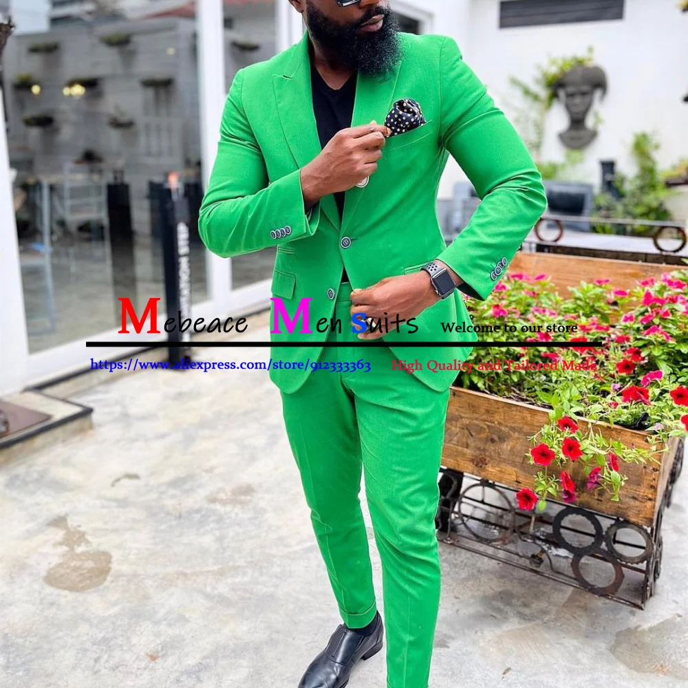 

2022 New Green Men's Suit Single-Breasted 2-Piece Suit Notch Lapel Blazer Jacket Tux & Trousers For Wedding Party (Jacket+Pants)