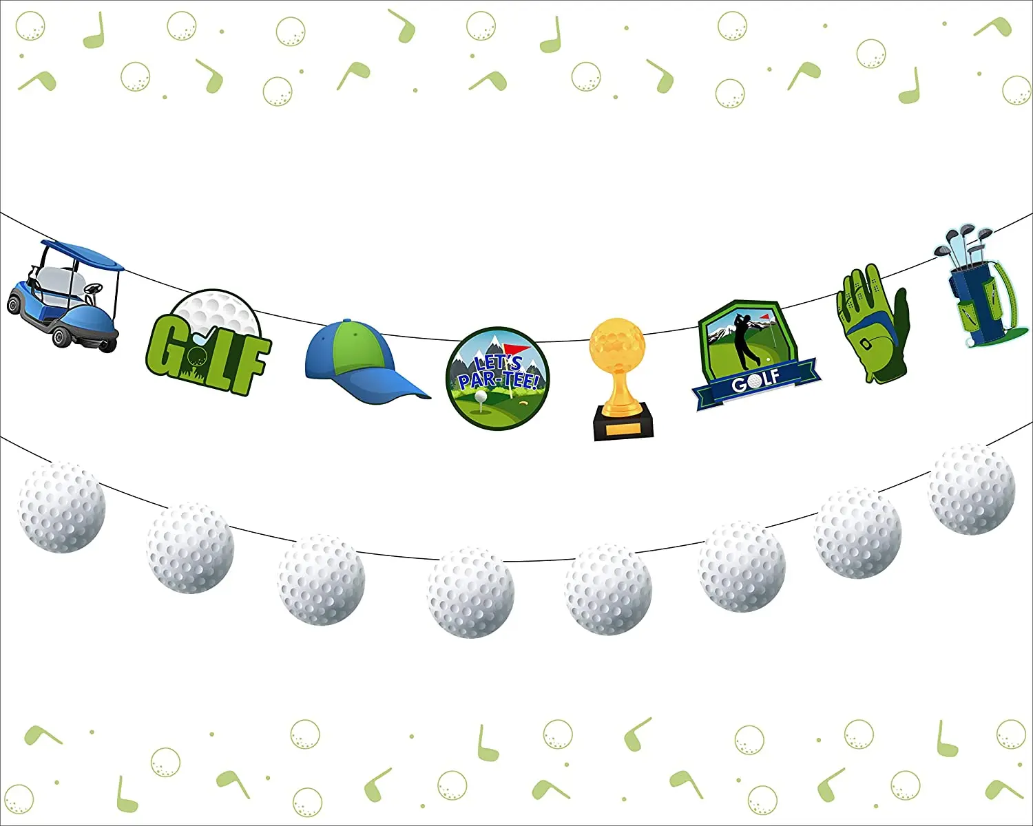Birthday Banner Garland Golf Themed Party Decorations Golf Ball Paper String Sports Party Decoration Supplies