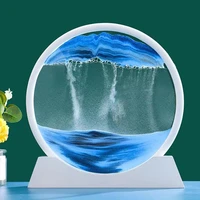 12 inch 3d moving sand art hourglass painting round quicksand painting picture desktop art toys living room decor creative gift