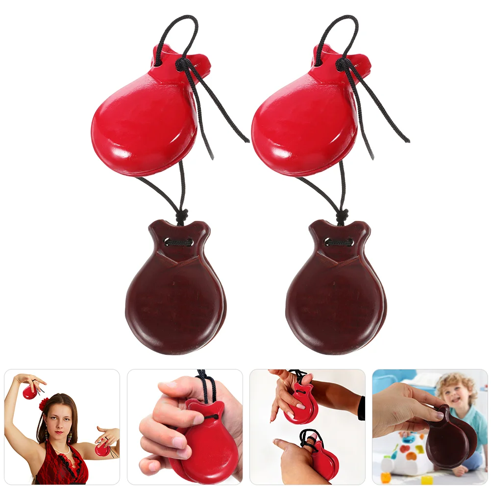 

Castanets Musical Instruments Wooden Children Finger Kids Percussion Toddler Toy