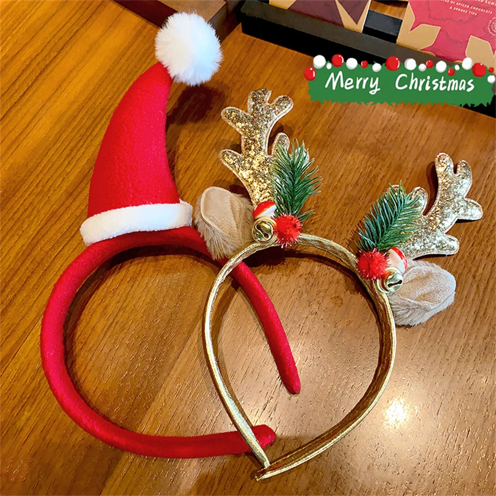 

Cute Christmas Headband Sequin Elk Deer Party Hairbands Girls Face Wash Ponytail Hair Accessories Festival Ornament For Women