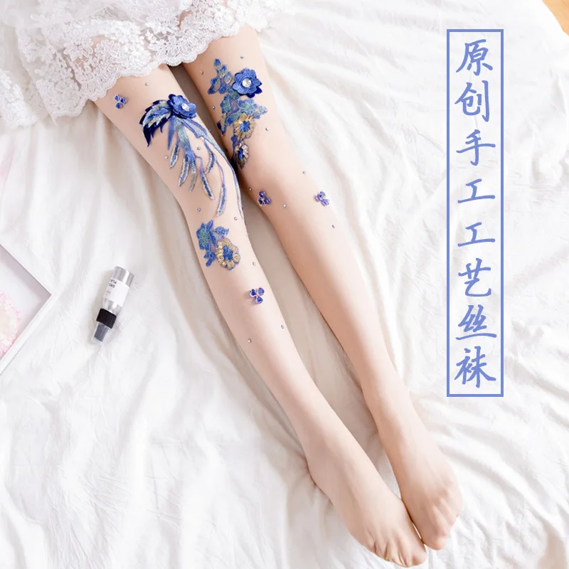 Women Sexy Stockings Tights Rhinestone Pantyhose  Bling Female Tights Hosiery Meias Collant Femme