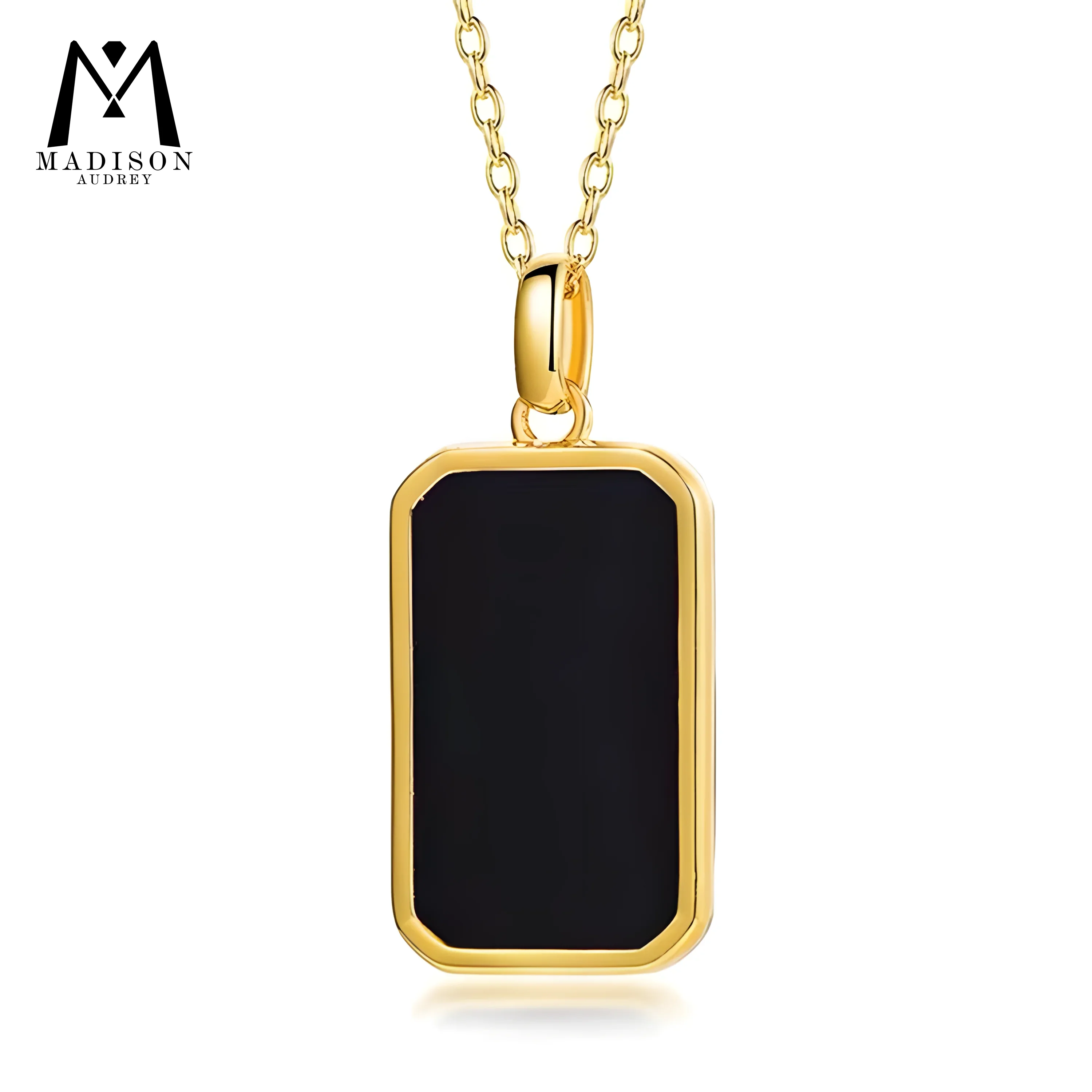 Ониксовая Подвеска из 18-каратного золота квадратная Одиночная подвеска AU750 с