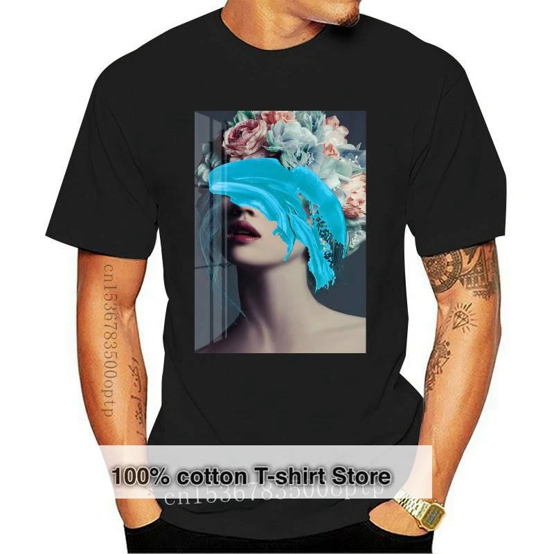 

New 2021 Fashion Cotton Female T-shirt Sexy Woman With Flower Aesthetics Simple Artwork Print Short Sleeve Tops Tees Casual T S