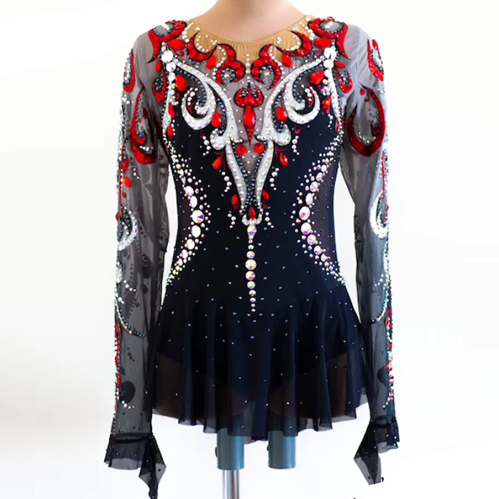 Женское длинное эластичное платье для катания на коньках