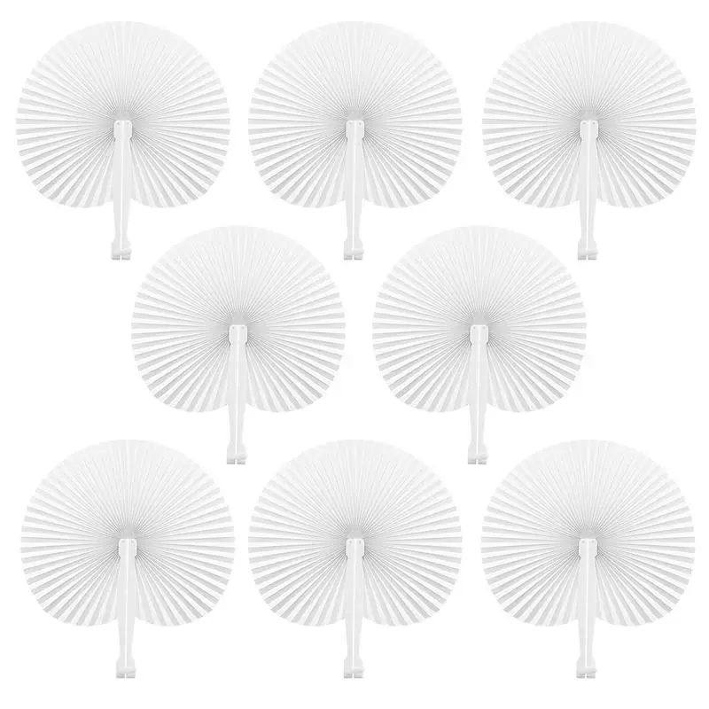 

TOYMYTOY 60pcs Folding Fan Handheld Fans Paper Folded Fan Circular Paper Fan White Round Paper Fan For Wedding Party