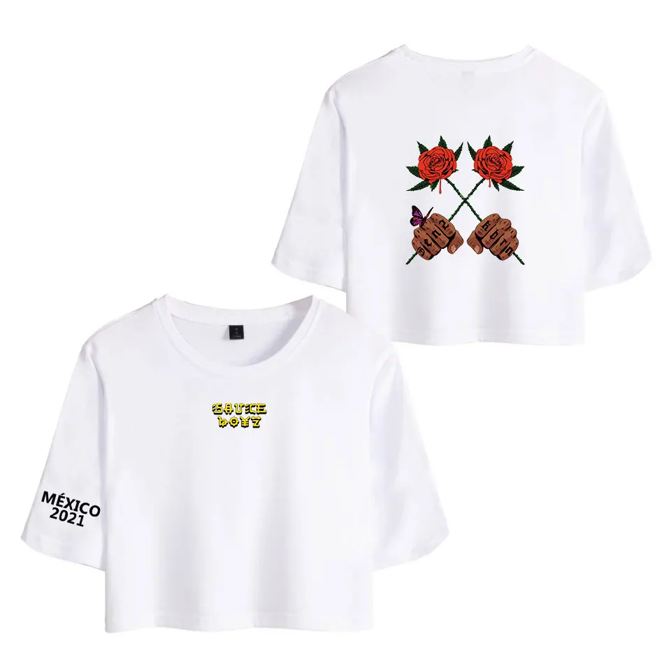 

Женская футболка с открытым пупком, коротким рукавом и открытым пупком