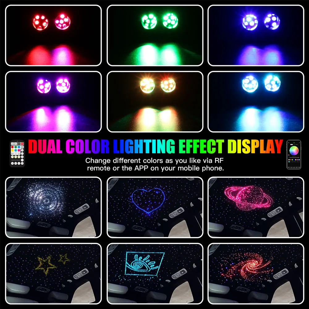 Двухцветная Мерцающая звезда на крышу автомобиля 20 Вт с RGB метеоритом управление
