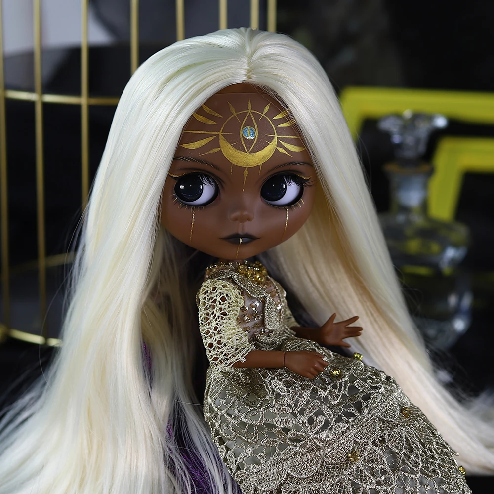 Кукла ICY DBS Blyth 1/6 30 см серия Sun Doll темная Blace face матовая ручная роспись набор кукол bjd