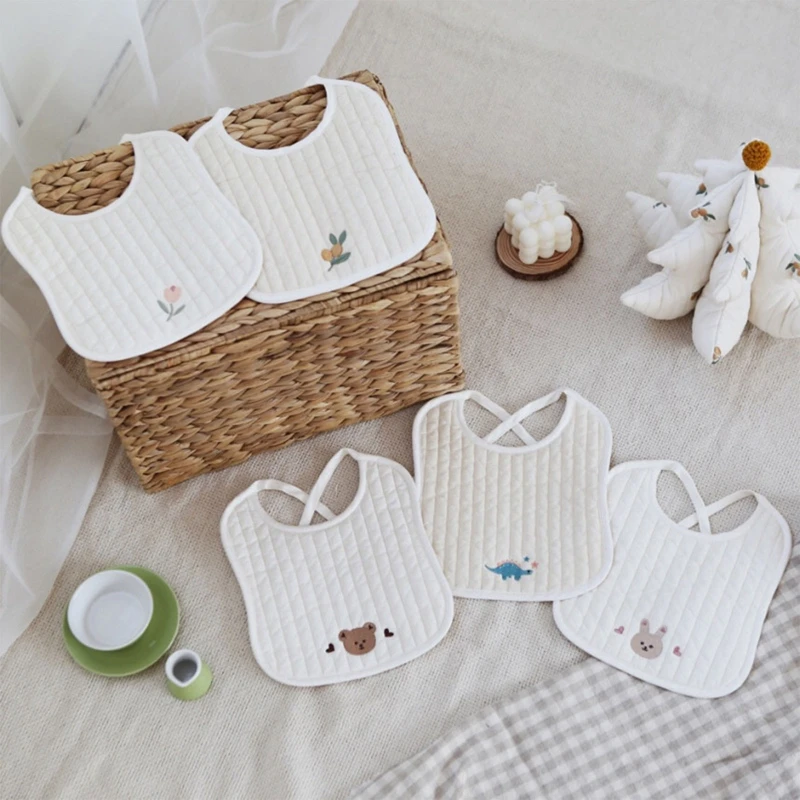 

Cartoon Animal Embroidery Baby Feeding Drool Bib Saliva Towel Newborn Burp Cloth