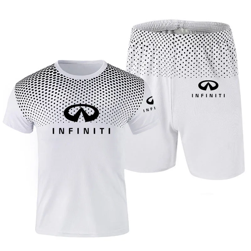 

Новинка, удобная футболка и шорты, повседневный спортивный костюм Infiniti car, Лидер продаж, летняя мужская спортивная одежда, комплект с коротк...