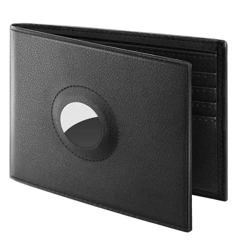 

Air Tag Wallet Holder, Large Bifold Mens Wallet for AirTag RFID Blocking with 2 ID Windows and Integrated Holder for AirTag