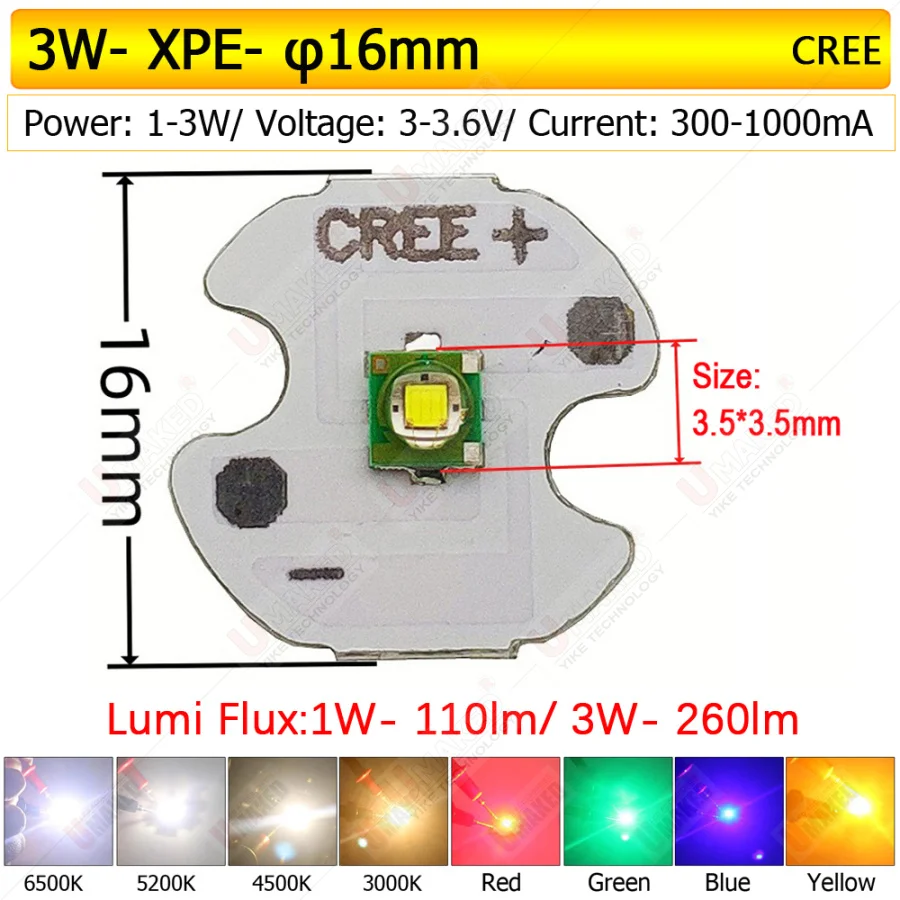 

Umaked YK-XML-3535 светодиодный модуль 3Вт RGB
