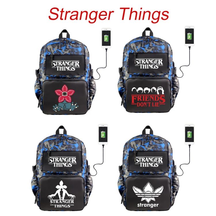 

Stranger Things Anime Student Schoolbag Camo Backpack Sports Bag Waterproof Laptop Bag