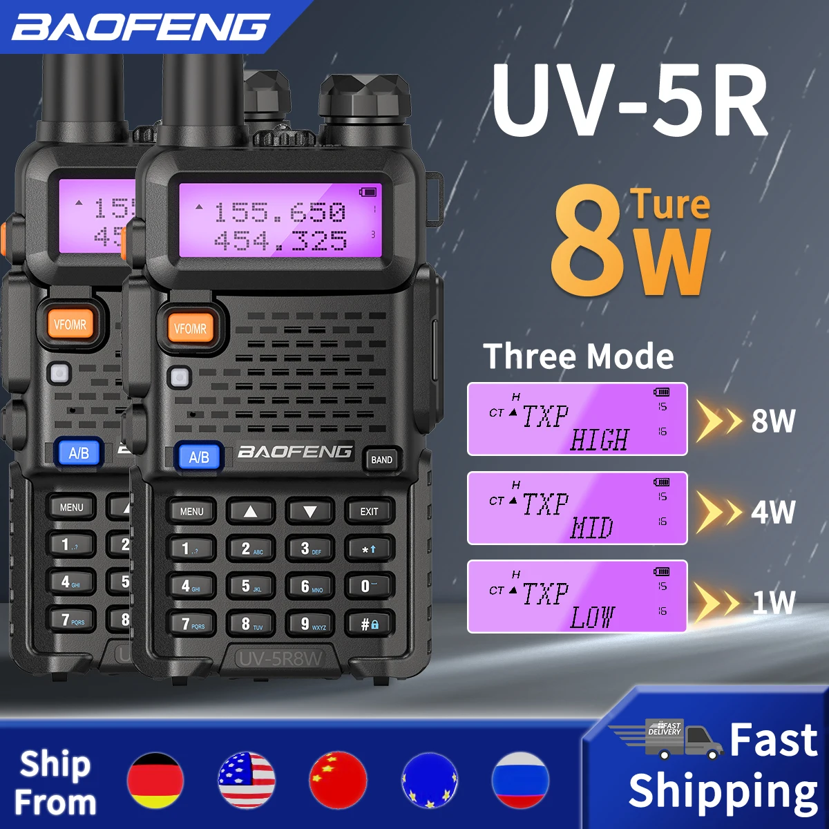 Рация Baofeng UV-5R 5 Вт 8 2 шт. для охоты Radio UV-82 BF-888S UV-9R PLUS UV-10R |