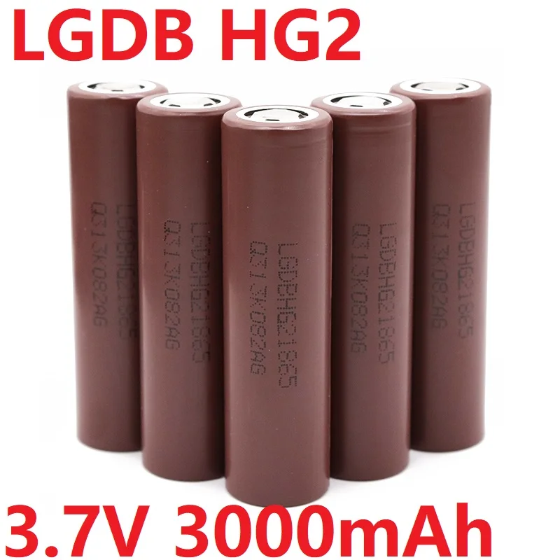

Lithium Ion Rechargeable Battery +charger 18650 LGDB HG2 3.7V 3000mAh 30A High Discharge High Current Flashlight, Power Tools