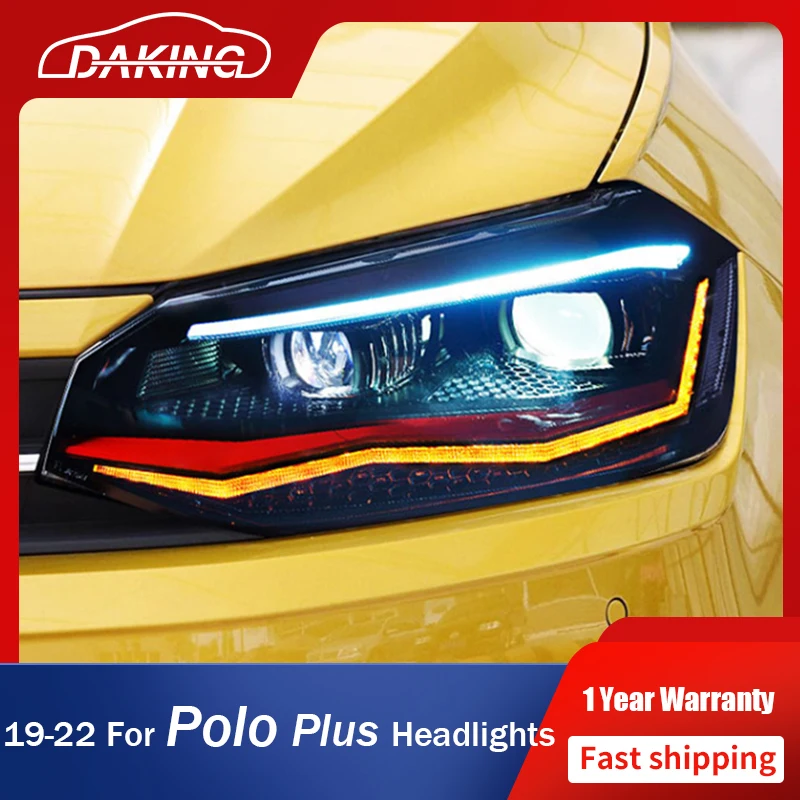 Автомобильные фары для Volkswagen Polo Plus GTI 2011-2022 VW в сборе синий старт дневные ходовые