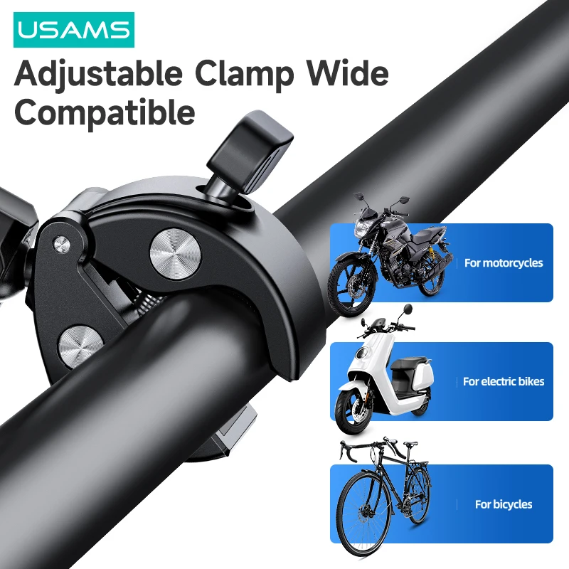 usams universal super clamp phone holder for bike motorcycle bicycle cycling shockproof phone clip for iphone 13 11 12 pro max free global shipping
