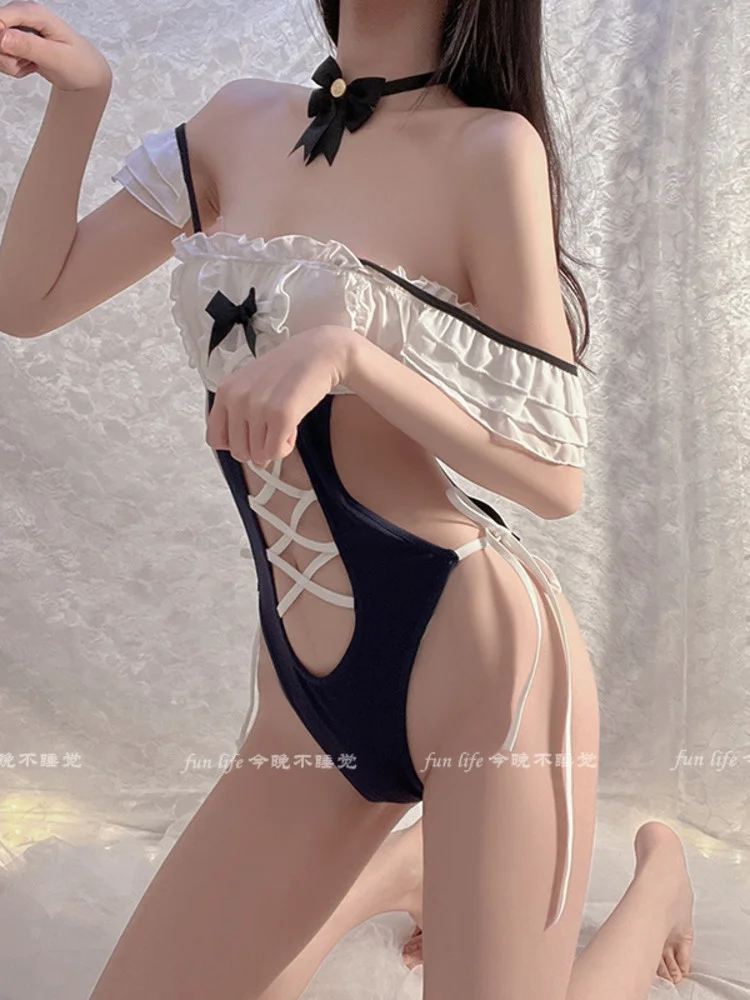 

Экзотические Популярные пикантные корейские женские боди TVVOVVIN с вырезами и оборками бандажные боди горничной девушке 2022 летние топы милые ...