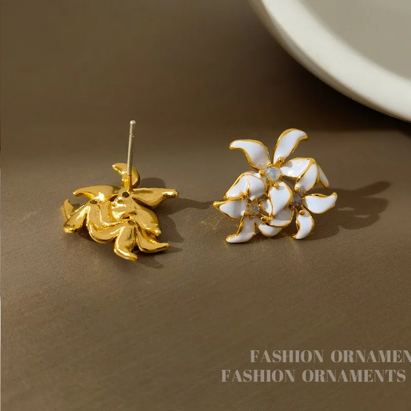 Серьги-гвоздики с цветком гибискуса и глазурью для женщин девочек винтажные