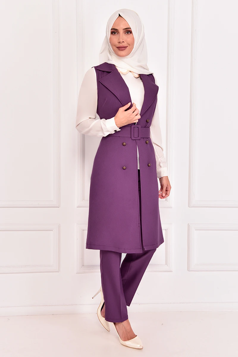 

Belt Combin purple Abaya Cardigan Ladies Coats Winter Women Clothing Fluffy Coat Women Female Winter Muslim Coat ASM2284