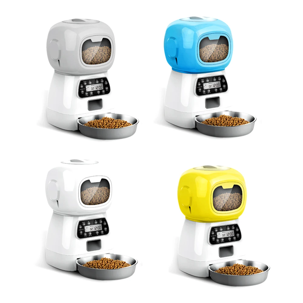 

New Design Smart 3.5L Robot Cat Dog Bowls Food Dispenser 4 Meals Timed Auto Voice Playback Wifi APP Automatic Pet Feeder